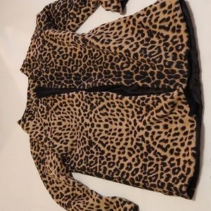 Canis  Leopard Print Long Sleeve Cardigan Jacket